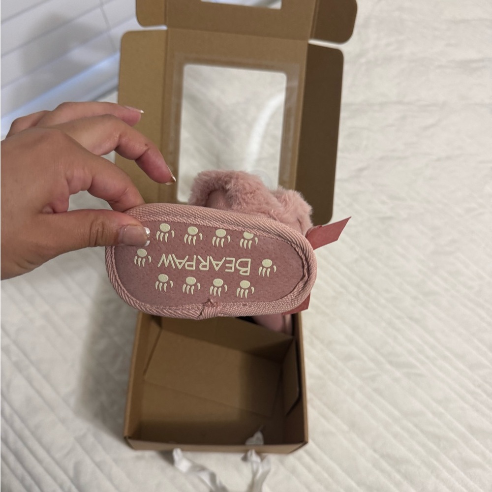 BearPaw Blush Pink Fuzzy Infant Booties